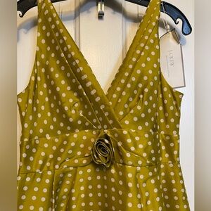 J. Crew NWT Mustard Polka Dot Midi Dress